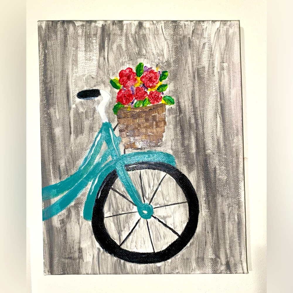 Bicycle with Flower Basket Painting!